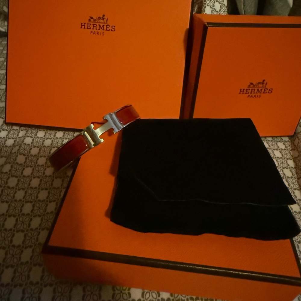 Hermes Red and Silver Bracelet ****Price Firm***